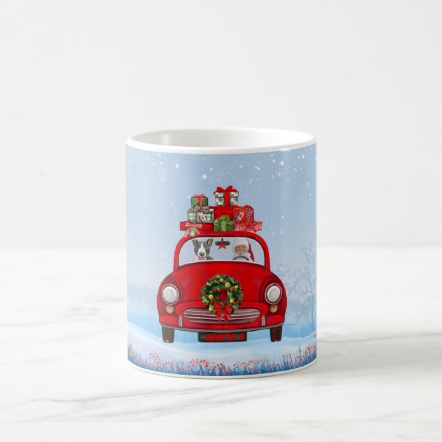 Bull Terrier Dog In Car With Santa Claus Kaffemugg (Center)
