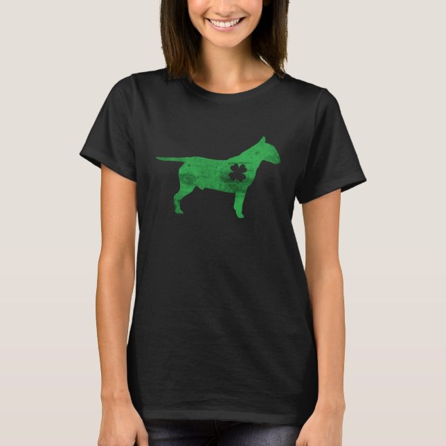 Bull Terrier Dog Shamrock St Patrick s Day Saint P T Shirt (Framsida)