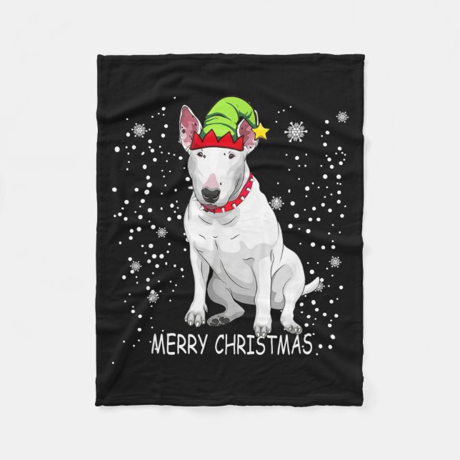Bull Terrier Dog Tree Christmas Sweater Xmas Dogs  Fleecefilt (Framsidan)