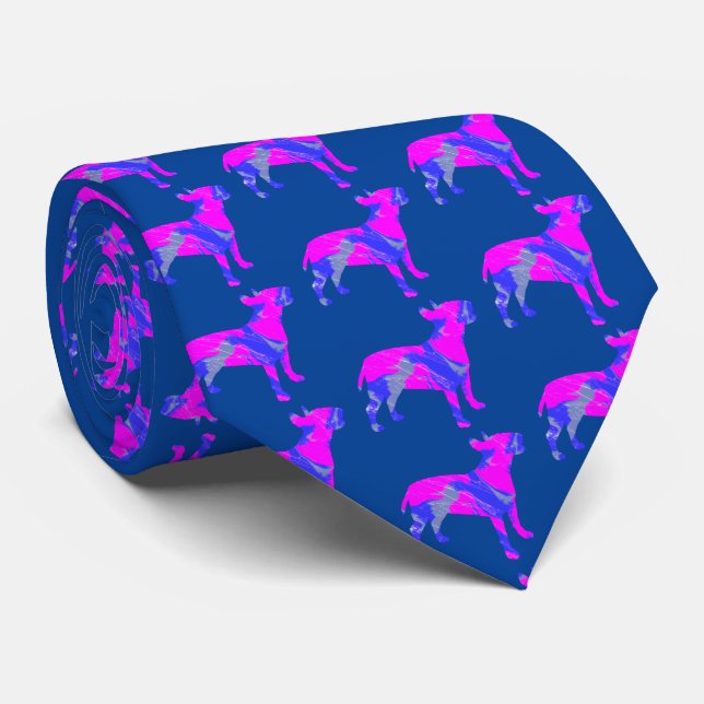 Bull Terrier English Hund PinkBlue Silhouette Blue Slips (Rullad)