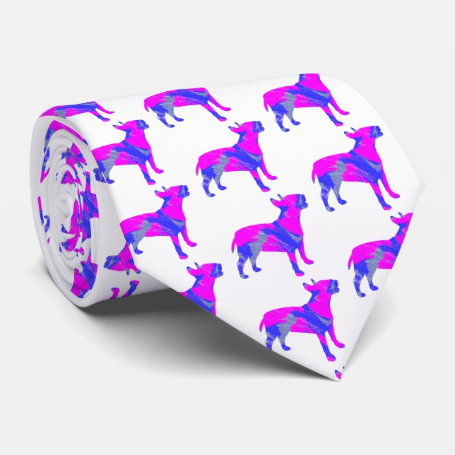 Bull Terrier English Hund PinkBlue Silhouette Whit Slips (Rullad)