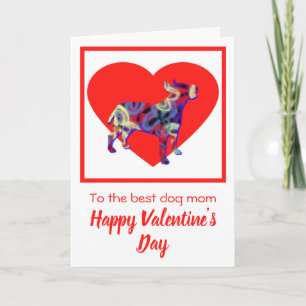 Bull Terrier English Hund Red Valentine Day Card Tack Kort