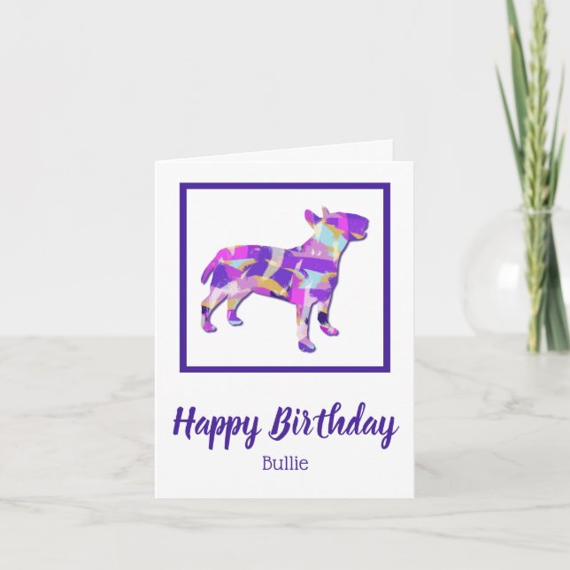 Bull Terrier English Hund Silhouette PPY&B Birthda Kort (Framsida)