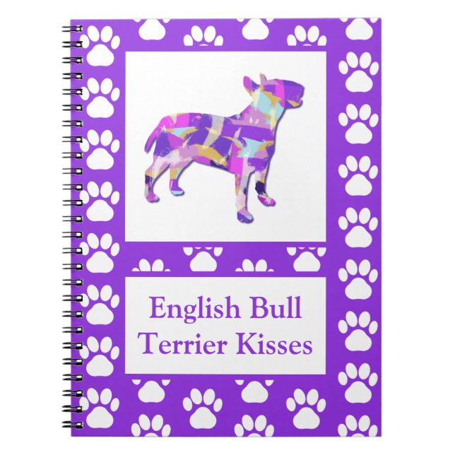 Bull Terrier English Kisses Hund Silhouette PPY&B Anteckningsbok (Framsidan)