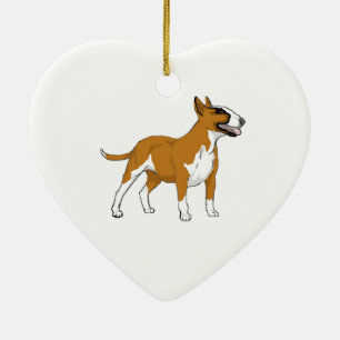 Bull Terrier - Färgad Julgransprydnad Keramik