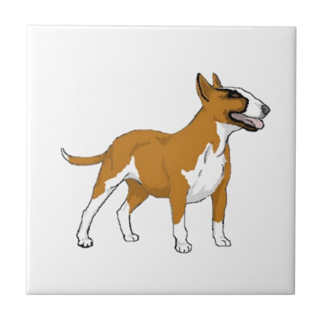 Bull Terrier - Färgad Kakelplatta (Framsidan)