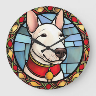 Bull Terrier Färgat Glas Jul Stor Klocka