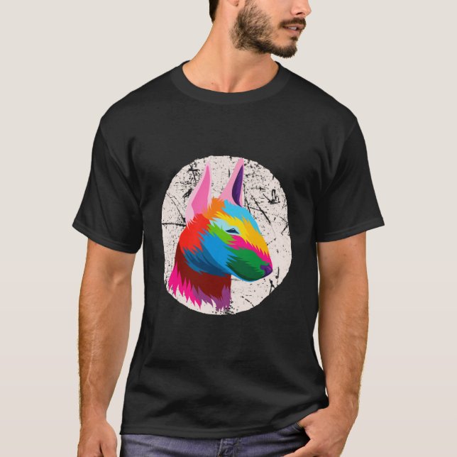 Bull Terrier Funny Multicolor Animal T Shirt (Framsida)
