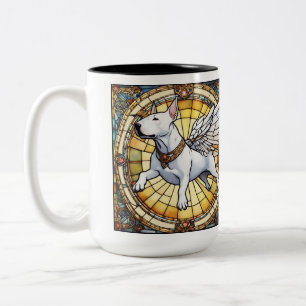 Bull Terrier-glasänggel + Rökning Jacka Två-Tonad Mugg