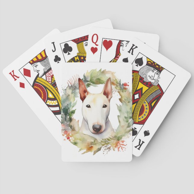 Bull Terrier God Jul WAN Festive Valp Casinokort (Baksidan)