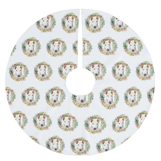 Bull Terrier God Jul WAN Festive Valp Julgransmatta Borstad Polyester (Framsidan)