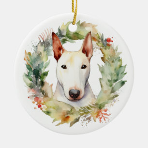 Bull Terrier God Jul WAN Festive Valp Julgransprydnad Keramik