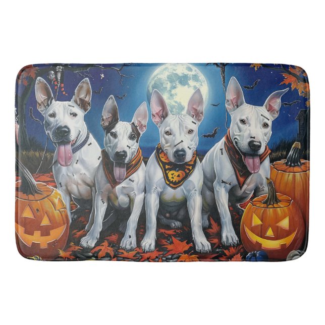 Bull Terrier Halloween Kuslig  Badrumsmatta (Framsidan)