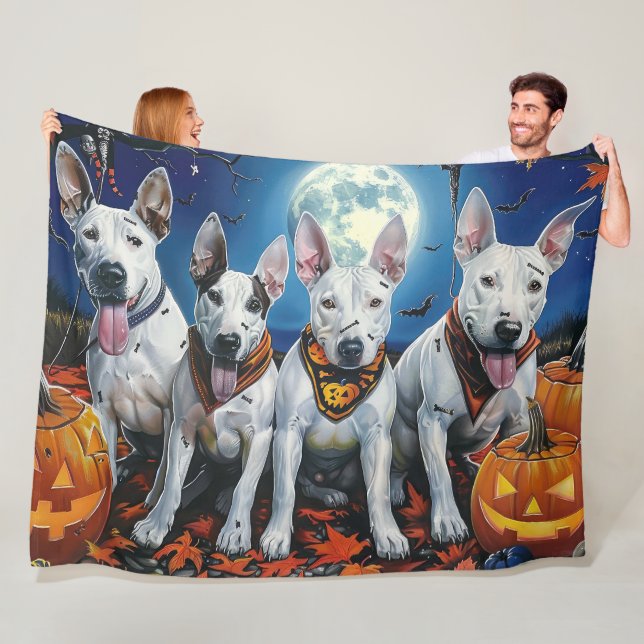 Bull Terrier Halloween Kuslig  Fleecefilt (På plats)