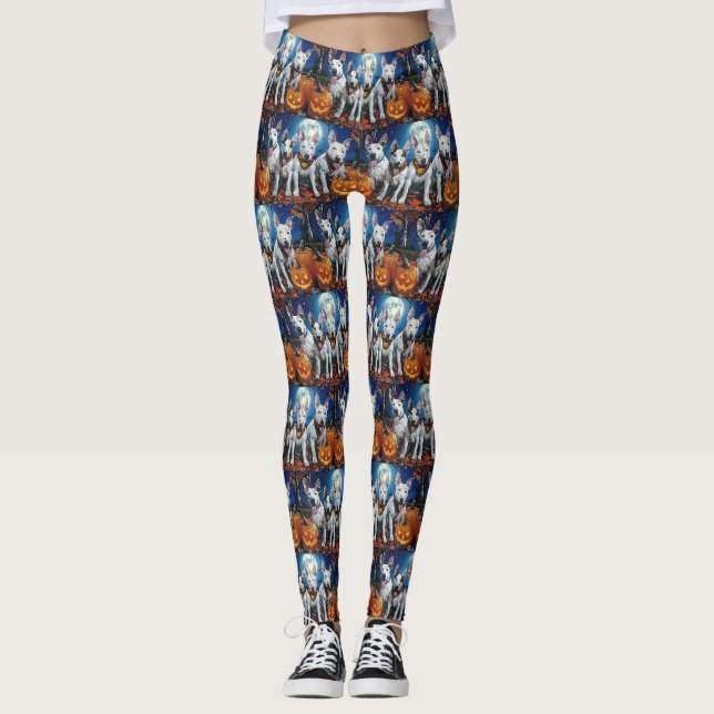 Bull Terrier Halloween Kuslig  Leggings (Framsida)