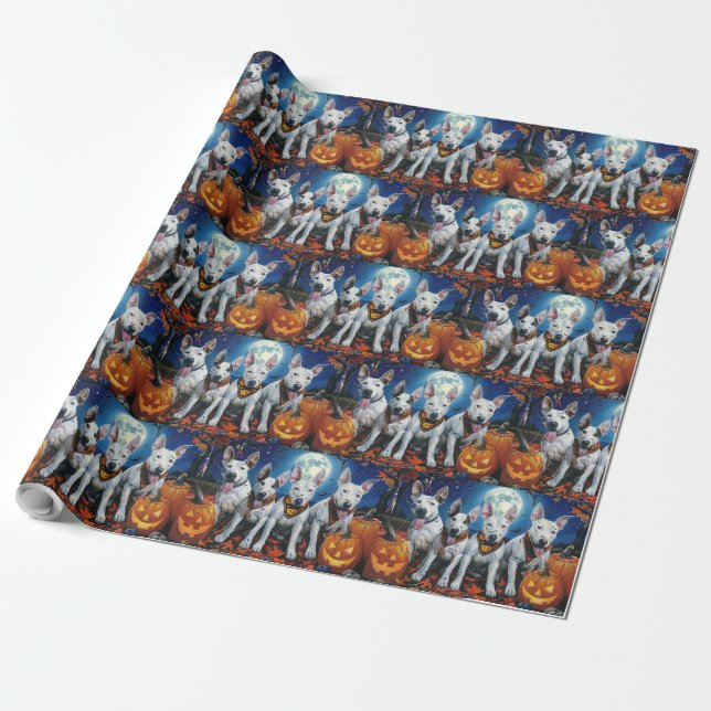 Bull Terrier Halloween Kuslig  Presentpapper (Utrullad)