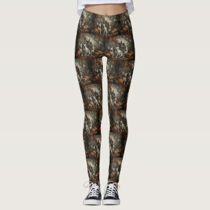Bull Terrier Halloween Natt Hund Delight Leggings