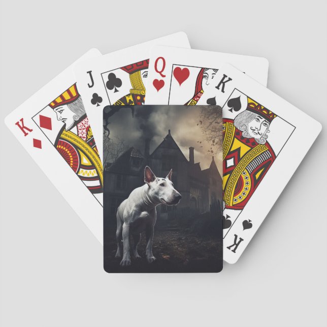 Bull Terrier Halloween Scary Casinokort (Baksidan)
