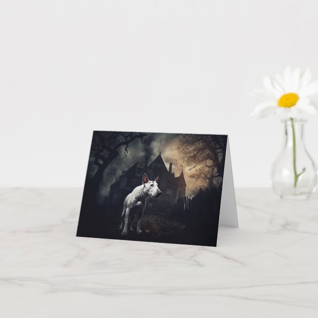 Bull Terrier Halloween Scary Kort (Liten växt)