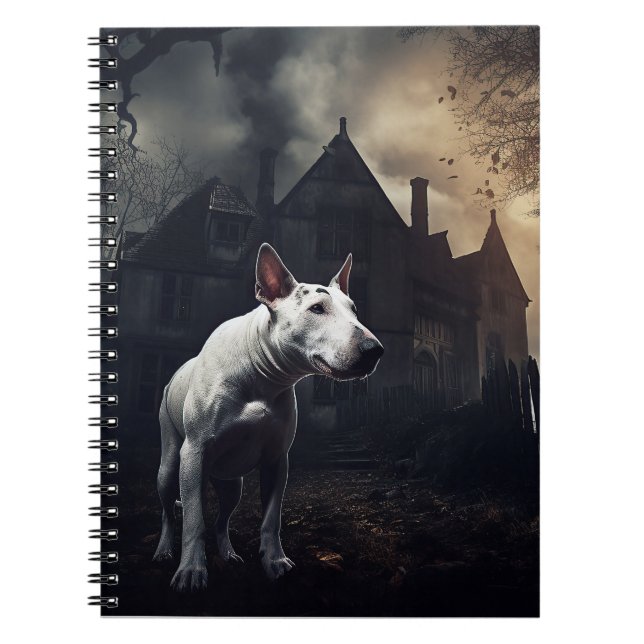 Bull Terrier Halloween Skräckinjagande Anteckningsbok (Framsidan)