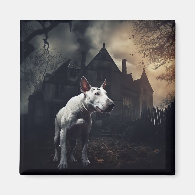 Bull Terrier Halloween Skräckinjagande Magnet (Framsidan)