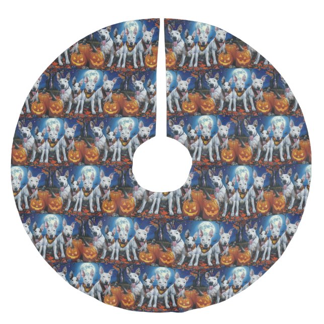 Bull Terrier Halloween Spooky Julgransmatta Borstad Polyester (Framsidan)