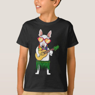 Bull Terrier Hawaiian Costume Spela Ukulele Summ T Shirt