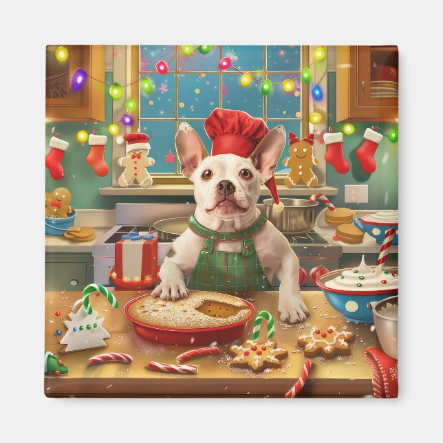 Bull Terrier Helgdag Baking: God jul Magnet (Framsidan)