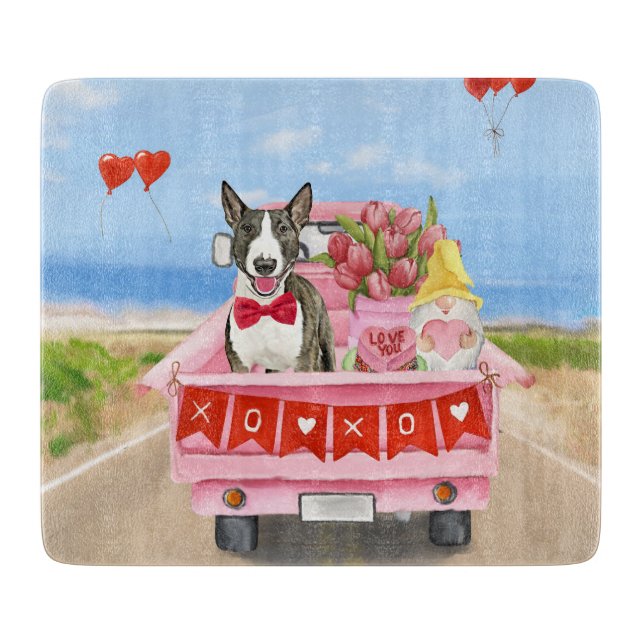 Bull Terrier Hund Alla Hjärtans Dag Lastbil Hjärta (Framsidan)