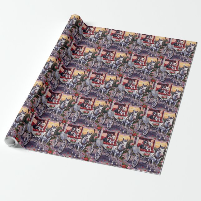 Bull Terrier Hund Alla hjärtans dag Presentpapper (Utrullad)