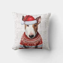 Bull Terrier Hund älskare jul Helgdag Kudde