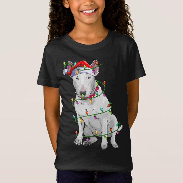 Bull Terrier Hund älskare Julafton Santa Hat Bull  T Shirt (Framsida)