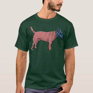 Bull Terrier Hund American Flagga 4 juli  T Shirt