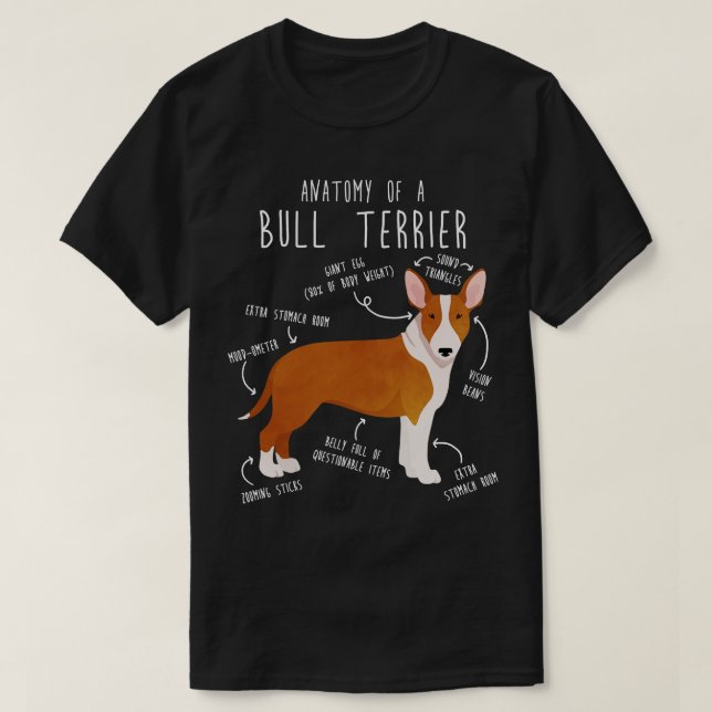 Bull Terrier Hund Anatomy 2 T Shirt (Design framsida)