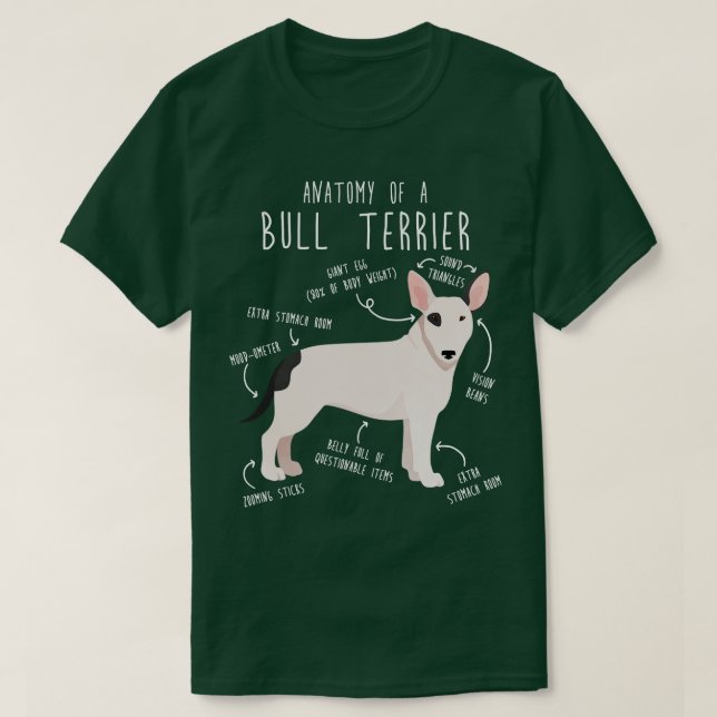Bull Terrier Hund Anatomy 3 T Shirt (Design framsida)