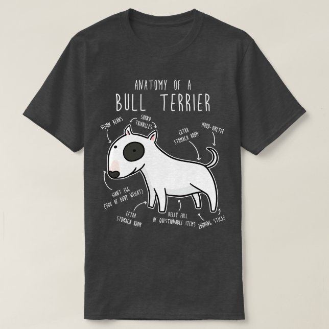 Bull Terrier Hund Anatomy T Shirt (Design framsida)