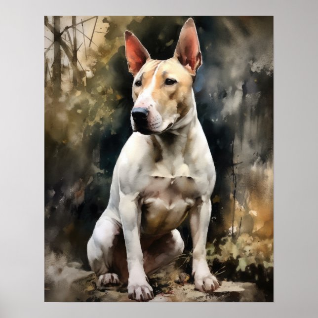 Bull Terrier Hund Art Print Poster (Framsidan)