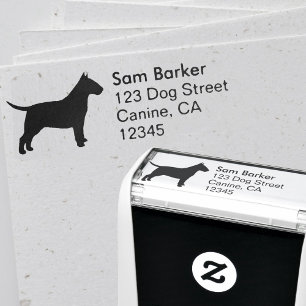 Bull Terrier Hund aveln Silhouette Returadress Självfärgande Stämpel