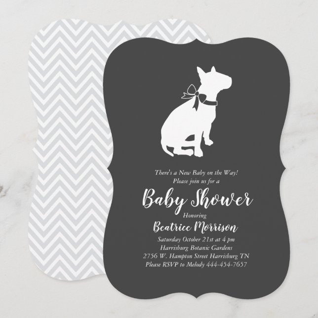 Bull Terrier Hund Baby Shower Gender Neutral Inbjudningar (Fram/baksida)