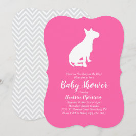 Bull Terrier Hund Baby Shower Rosa Girl Inbjudningar
