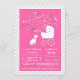Bull Terrier Hund Baby Shower Rosa Girl Inbjudningar