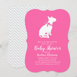 Bull Terrier Hund Baby Shower Rosa Girl Inbjudningar