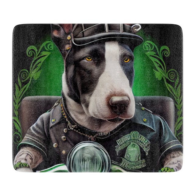 Bull Terrier Hund Driving Bike St. Patrick's Day (Framsidan)