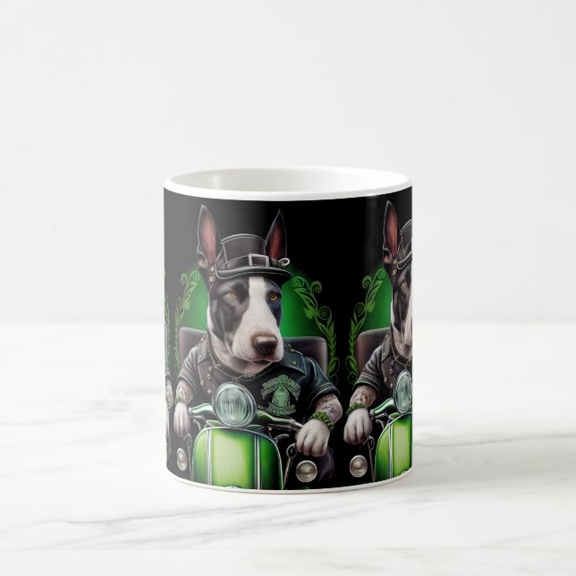 Bull Terrier Hund Driving Bike St. Patrick's Day Kaffemugg (Center)