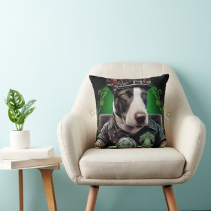 Bull Terrier Hund Driving Bike St. Patrick's Day Kudde