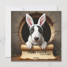 Bull Terrier hund - Familj Namn Julkort