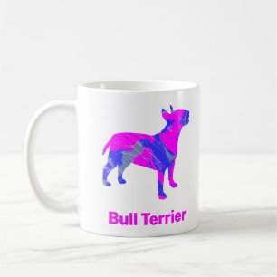 Bull Terrier Hund Galen Het Rosa & Blå Vit Kaffemugg