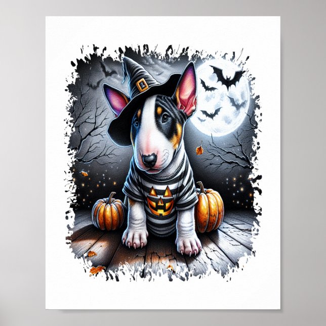 Bull Terrier Hund Halloween Poster (Framsidan)