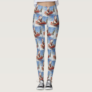 Bull Terrier Hund i Släde Låt det Snöa Jul Leggings