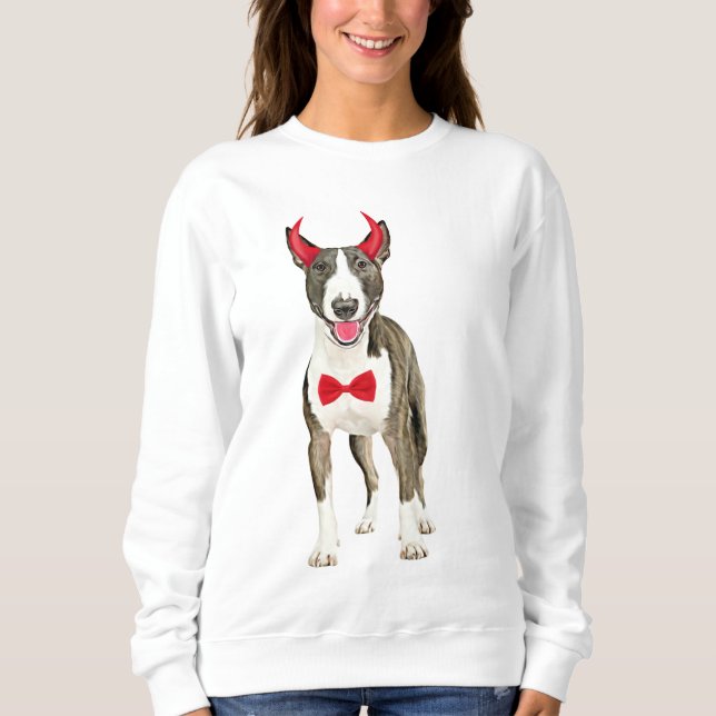 Bull Terrier Hund in Halloween T Shirt (Framsida)